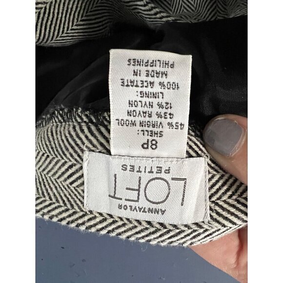 Ann Taylor LOFT Womens Herringbone Wool Blend Belted Wide Leg Pants 8P career - Picture 3 of 8